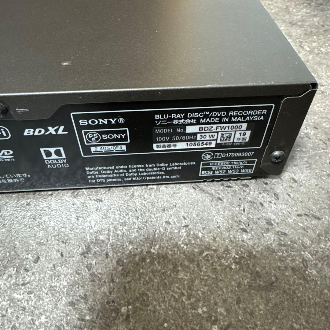美品　ソニー/BDZ-FW1000/1TB/4K出力対応/外付HDD対応