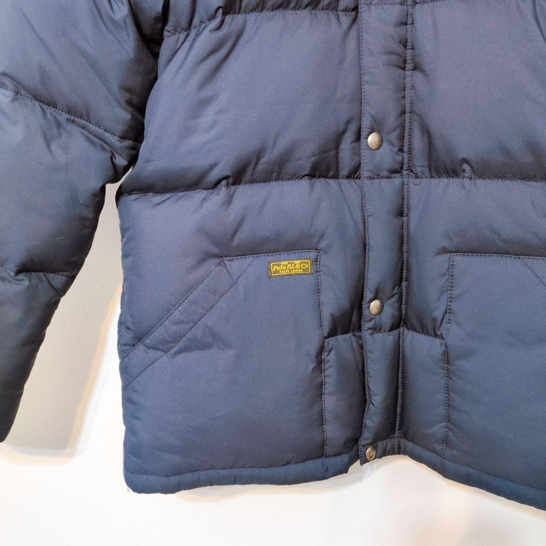 ポロバイラルフローレン ダウンジャケット 紺 刺繍ロゴ メンズＭ相当