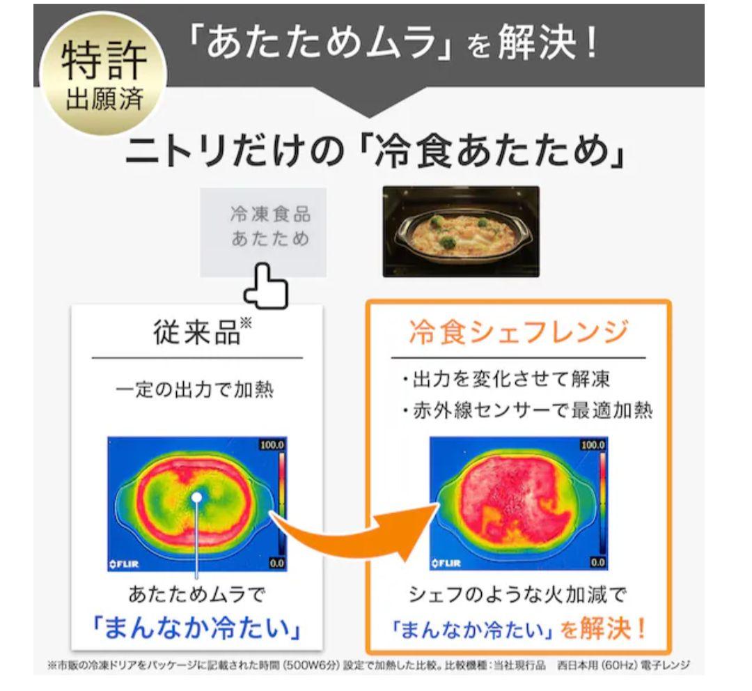 ニトリ 冷食シェフレンジ 22L BK2G01 ホワイト
