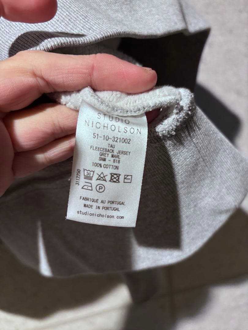 STUDIO NICHOLSON グレー スウェットトレーナー　S 首背面ロゴ