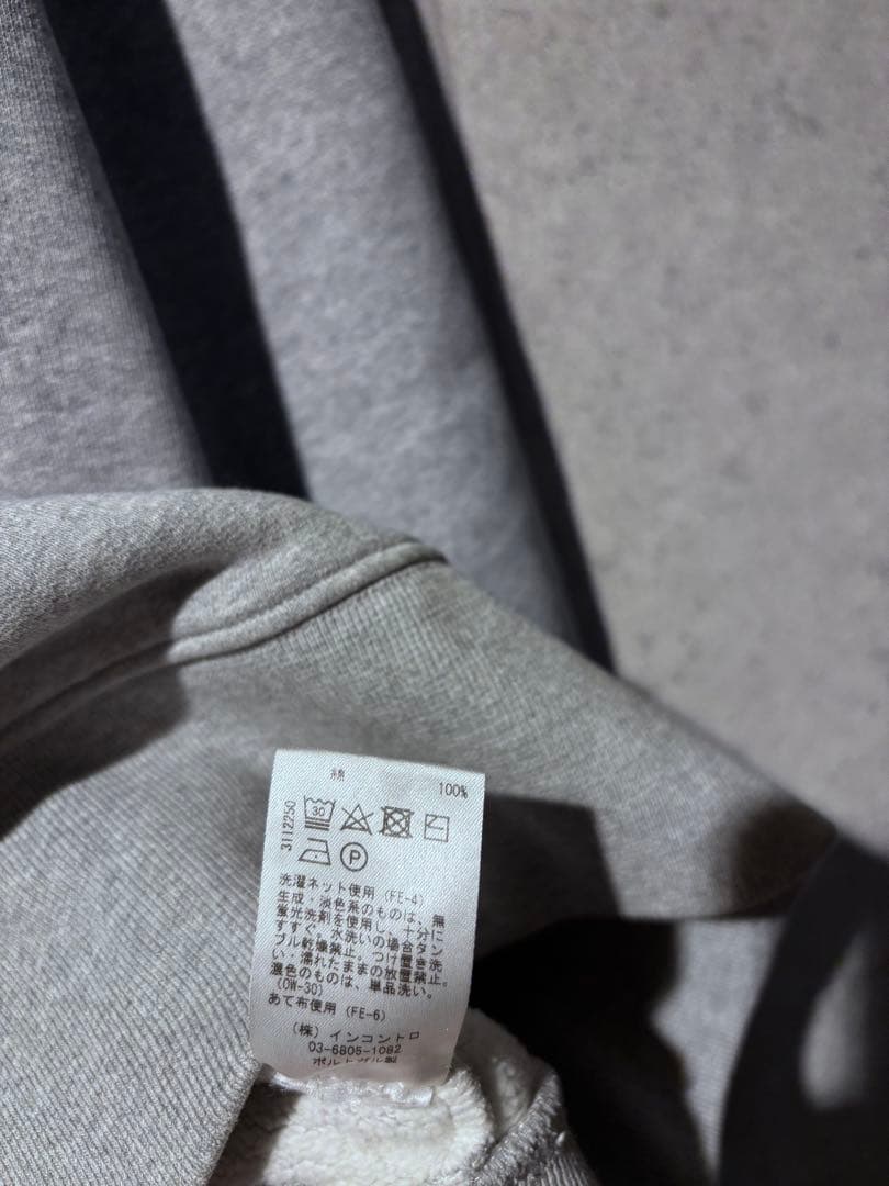 STUDIO NICHOLSON グレー スウェットトレーナー　S 首背面ロゴ