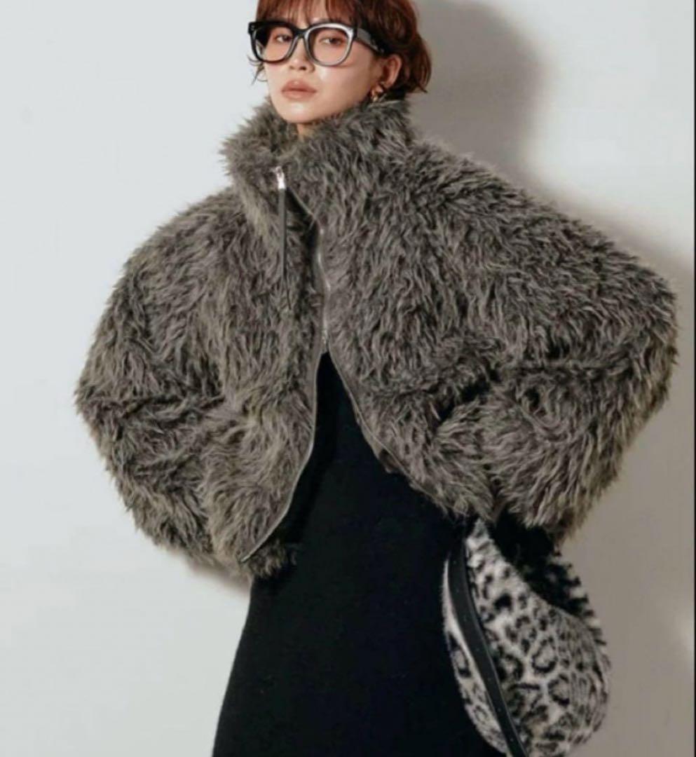 美品‼️ESICA 同型　ミックスシープファースタンドブルゾン　チャコール