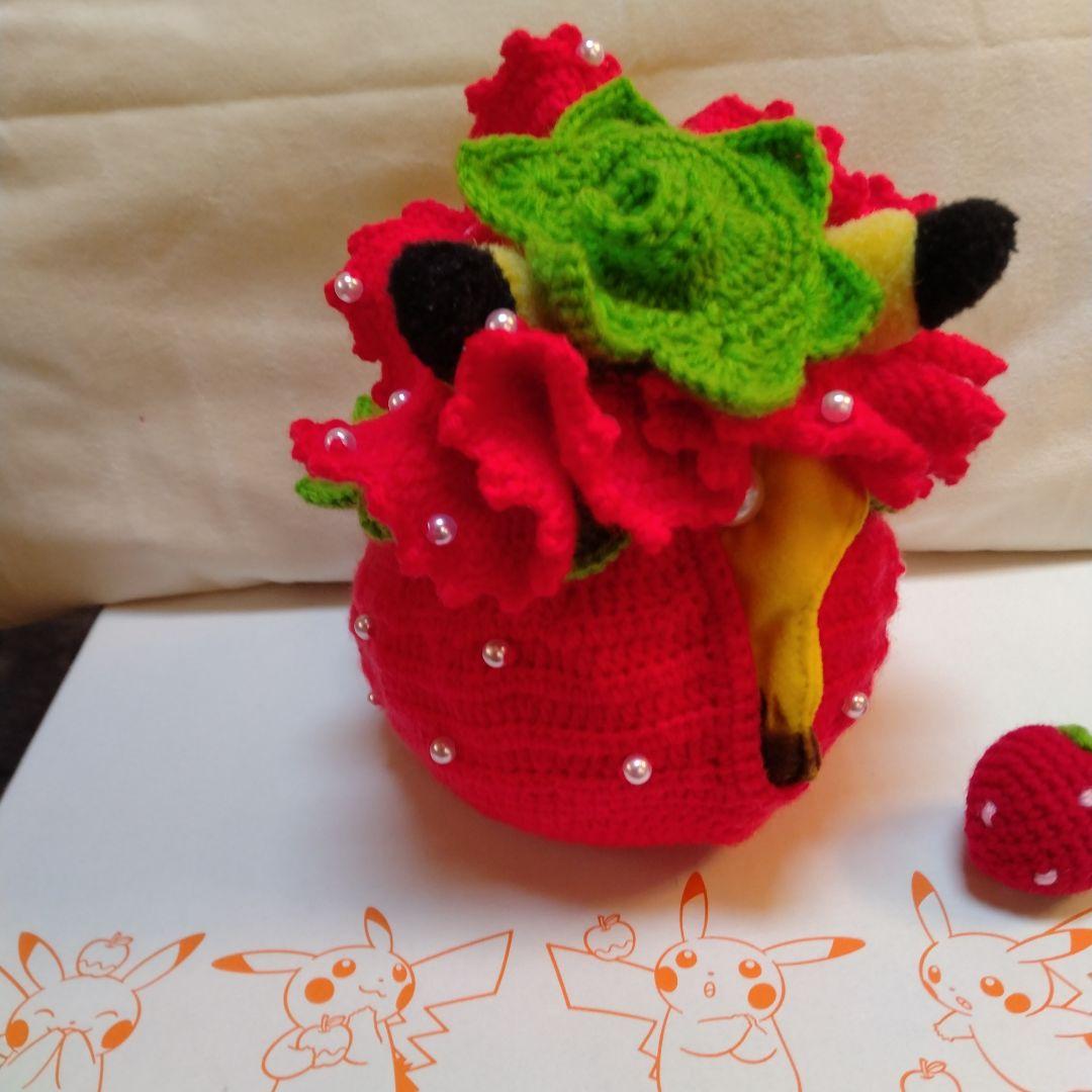 ケイいちご衣装のピカチュウぬいぐるみハンドメイド