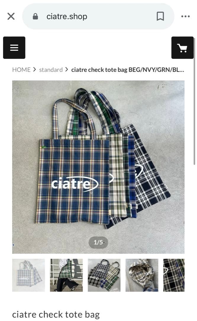 バッグ ciatre check Tote Bag Red