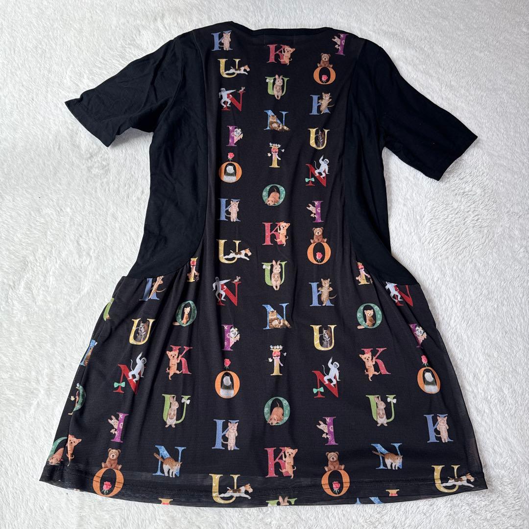 美品KUNIO COLLECTION ブラック半袖チュニック Mサイズアニマル柄