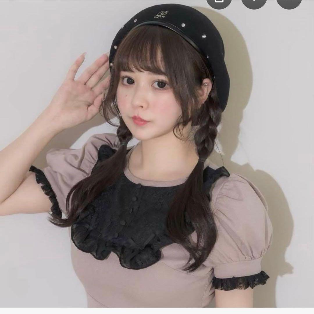 pium ロゴビジュースタッズベレー帽 ブラック