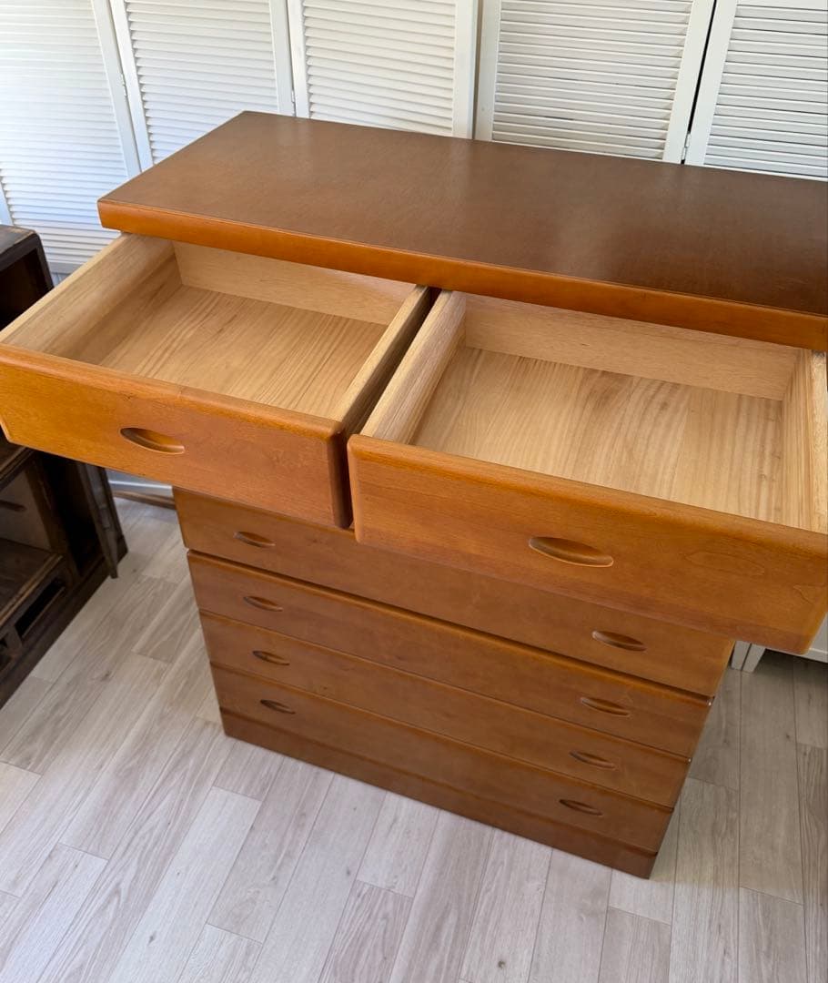 木製ハイチェスト 木目調 7段 引き出し ブラウン