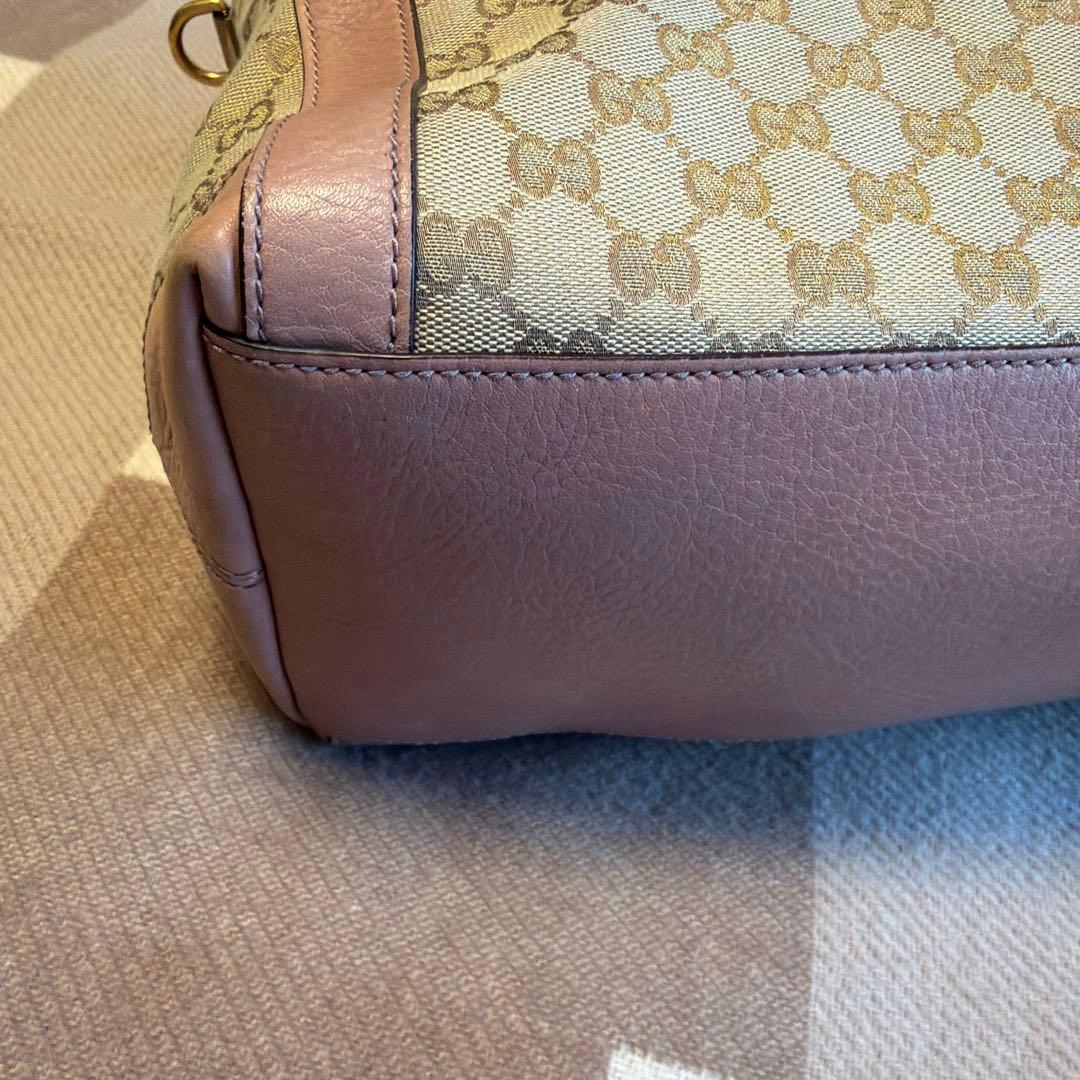 GUCCI ロゴパターン ハンドバッグ ベージュ/ピンク