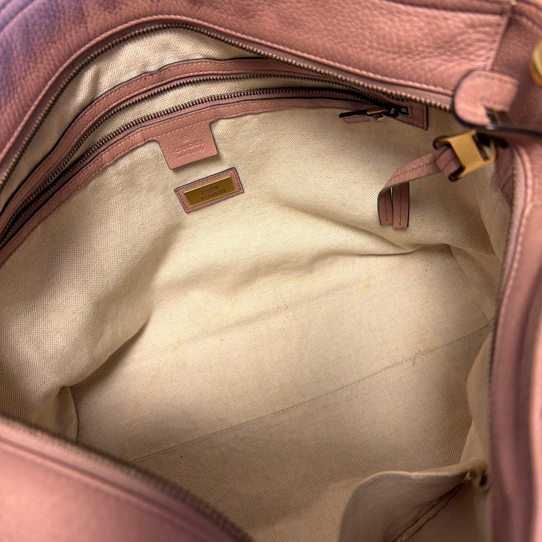 GUCCI ロゴパターン ハンドバッグ ベージュ/ピンク