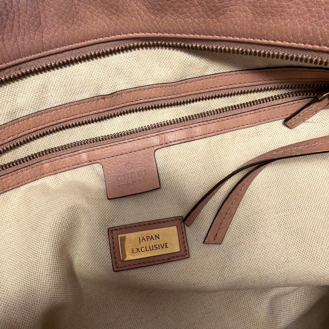 GUCCI ロゴパターン ハンドバッグ ベージュ/ピンク