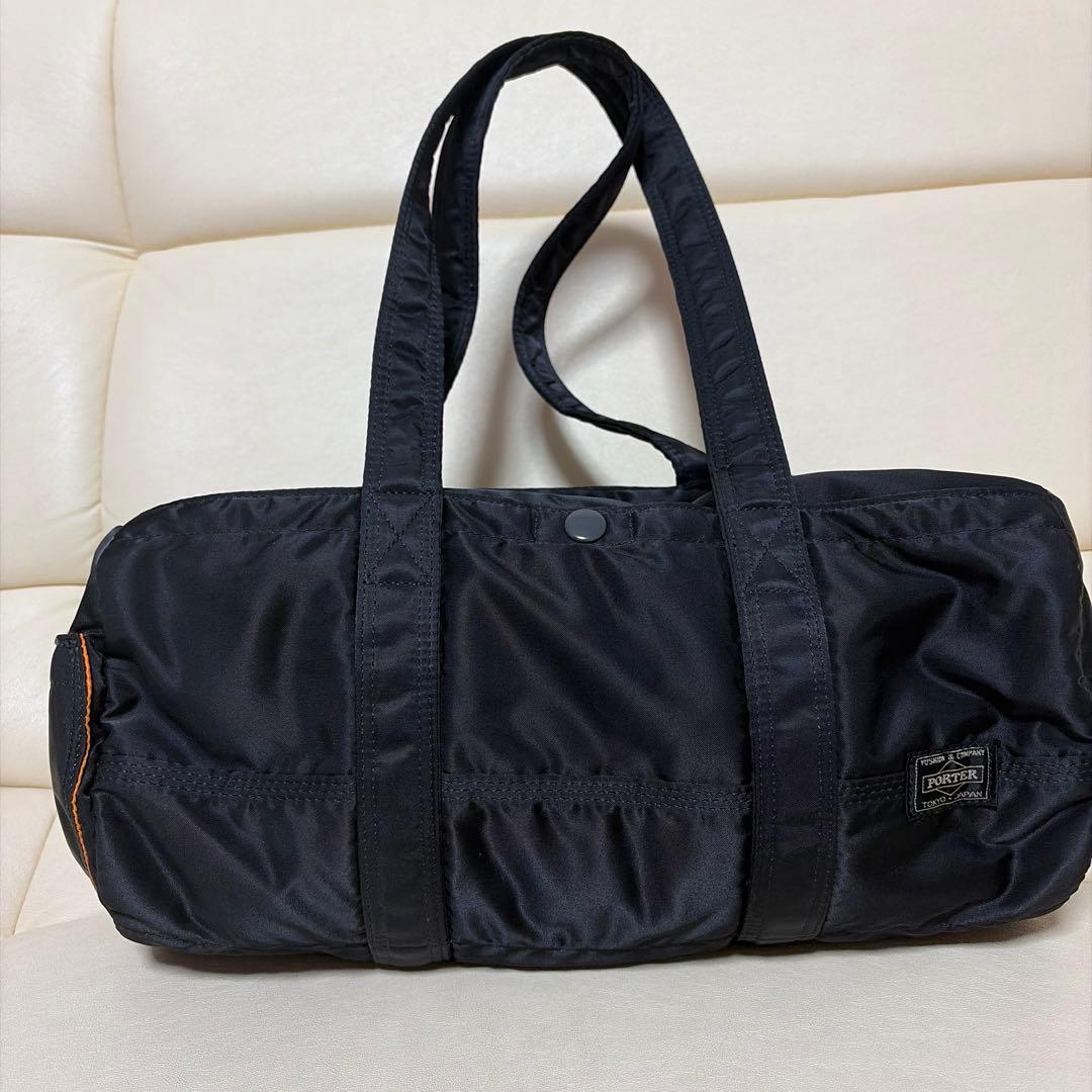 PORTER ブラックナイロンドラムバッグ