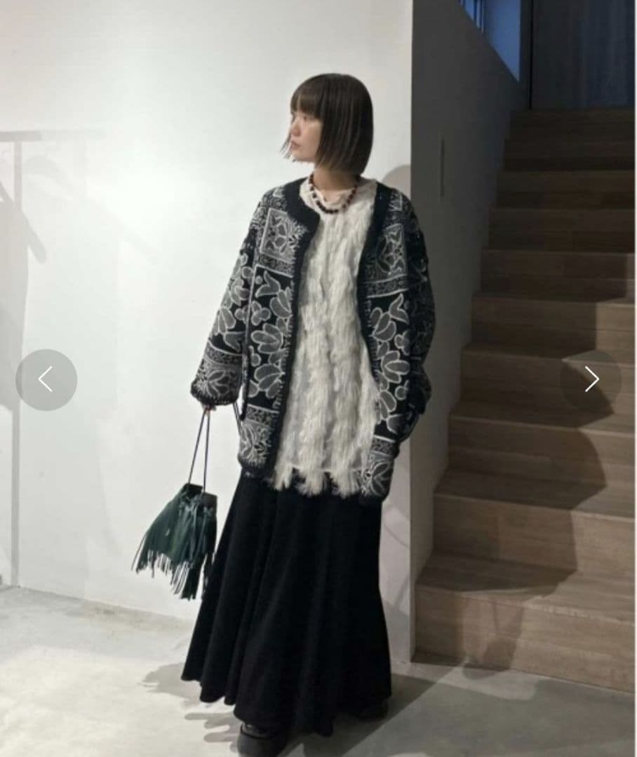 2601032 新品 RUG PATTERN KNIT JACKET ブラック