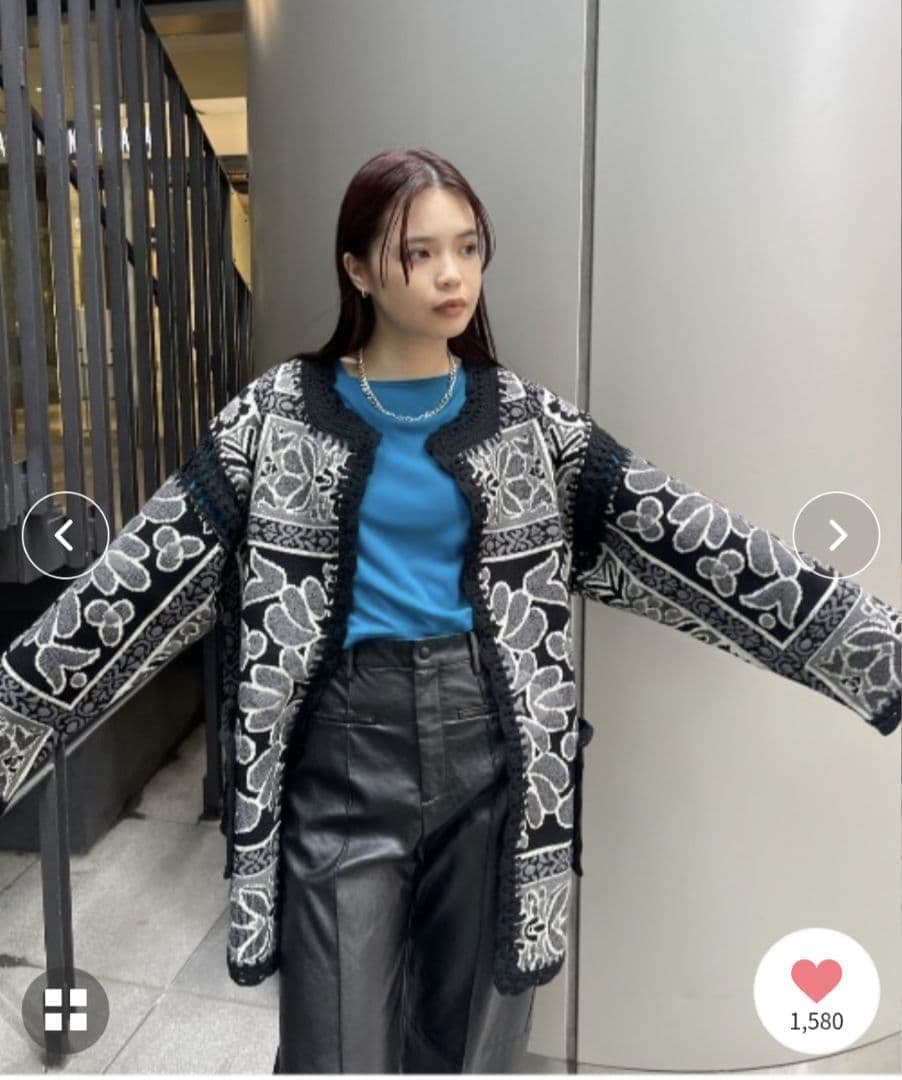 2601032 新品 RUG PATTERN KNIT JACKET ブラック