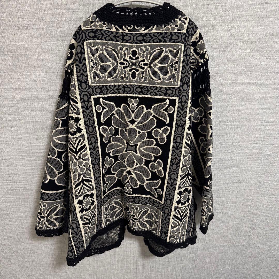 2601032 新品 RUG PATTERN KNIT JACKET ブラック