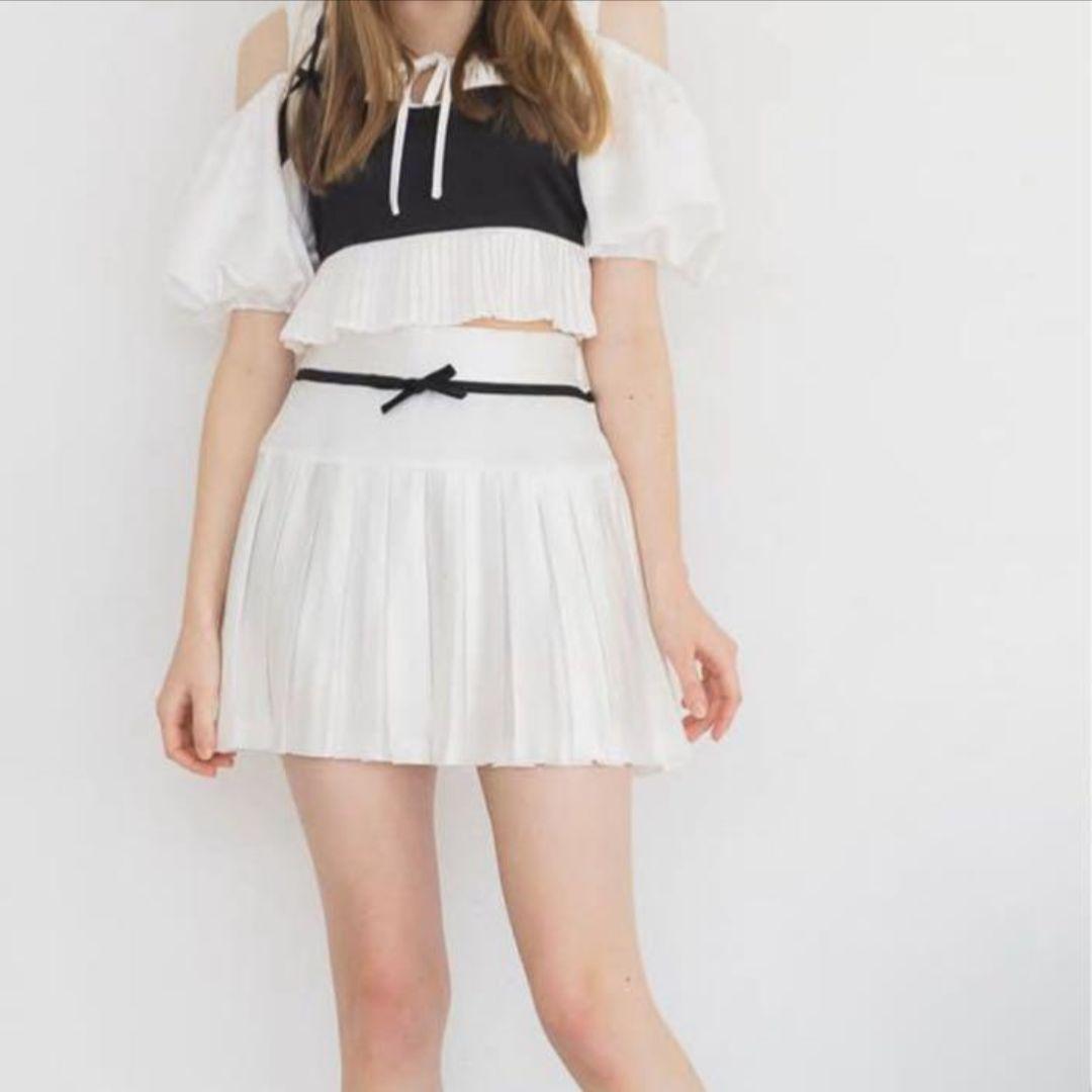 上下セット☆リルリリー サテンリボンプリーツミニスカート　トップス