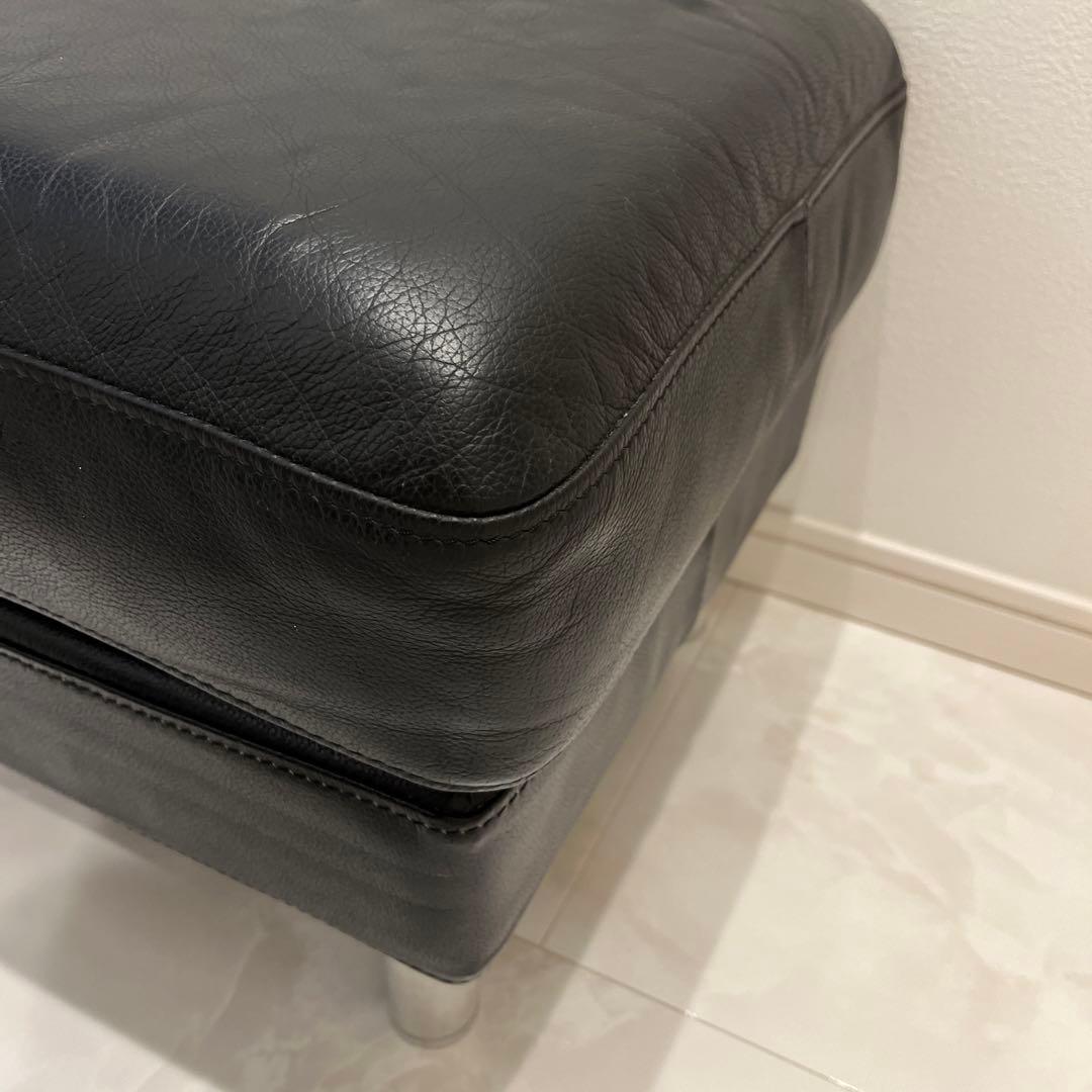 無印良品　オットマン　ブラックレザー