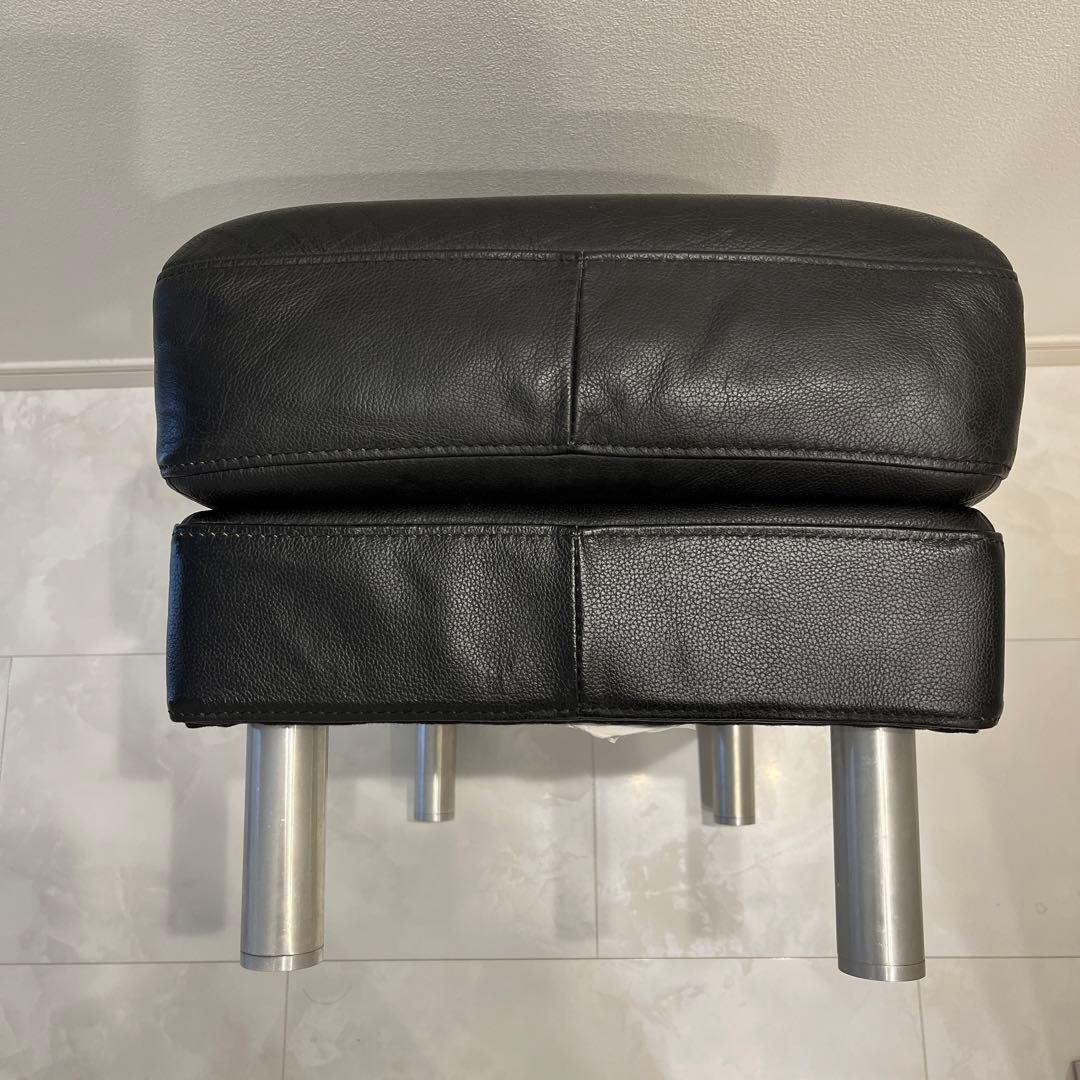 無印良品　オットマン　ブラックレザー