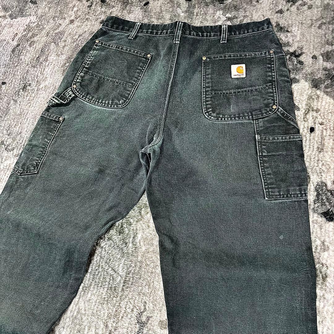 00s USA製 36×34 Carhartt 極上フェード 黒ダック 一点物