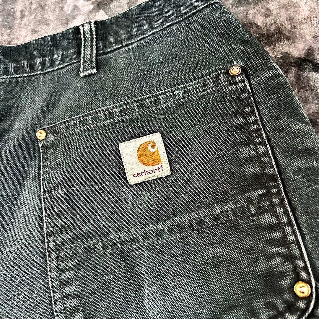 00s USA製 36×34 Carhartt 極上フェード 黒ダック 一点物