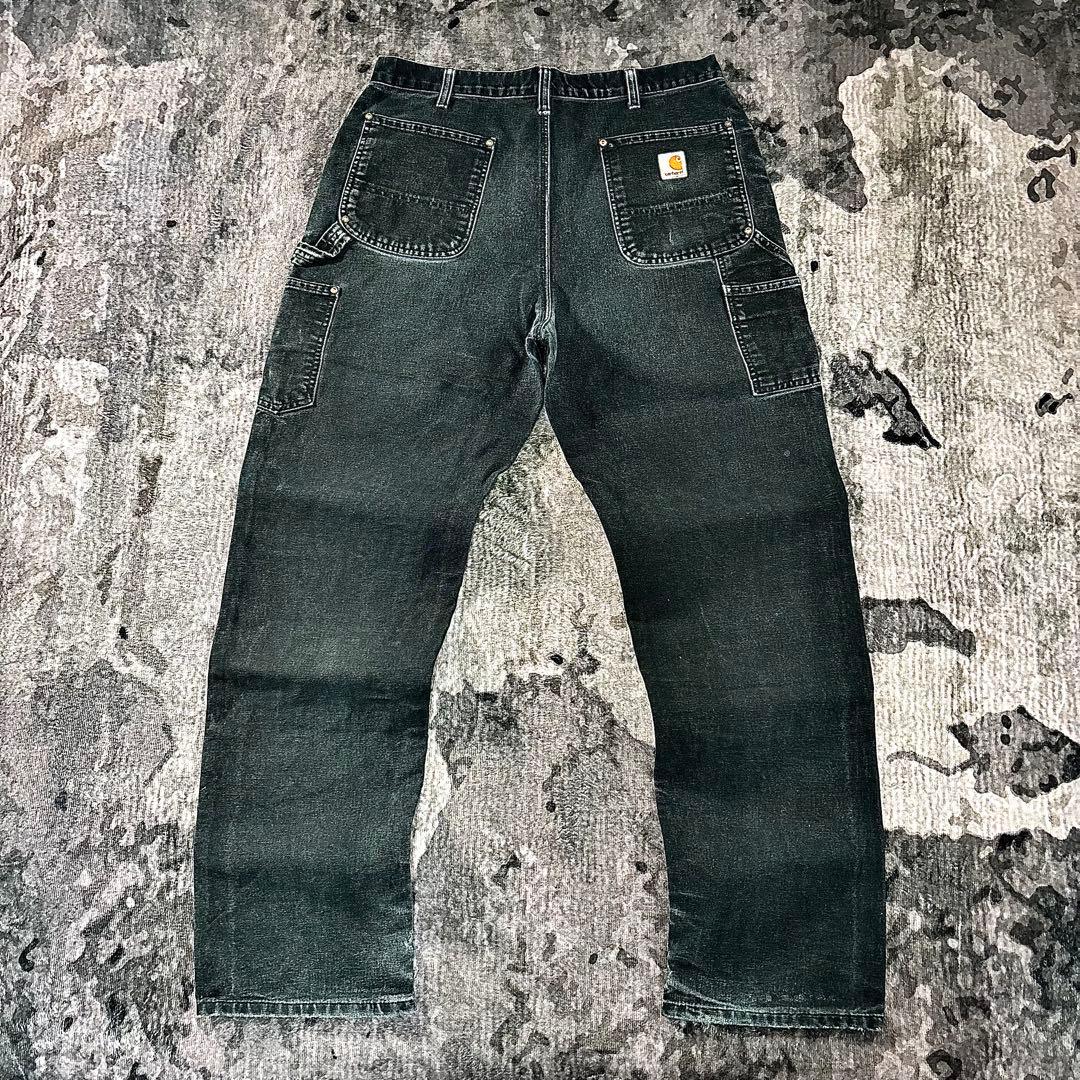 00s USA製 36×34 Carhartt 極上フェード 黒ダック 一点物