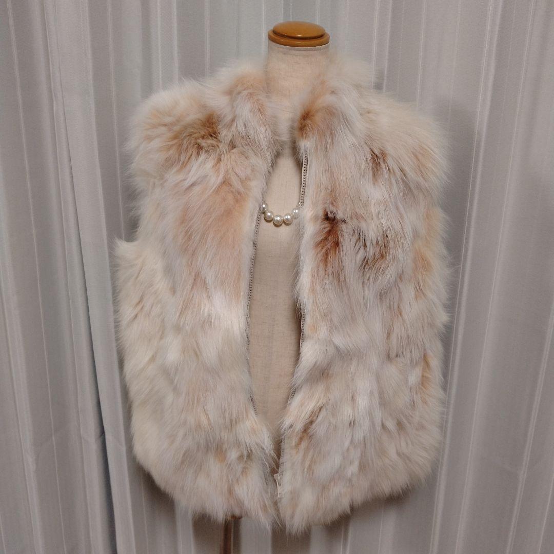 新同✩XL✩ブルーフォックス✩ファーベスト✩ジレ✩軽い✩ジッパー✩ゆったり