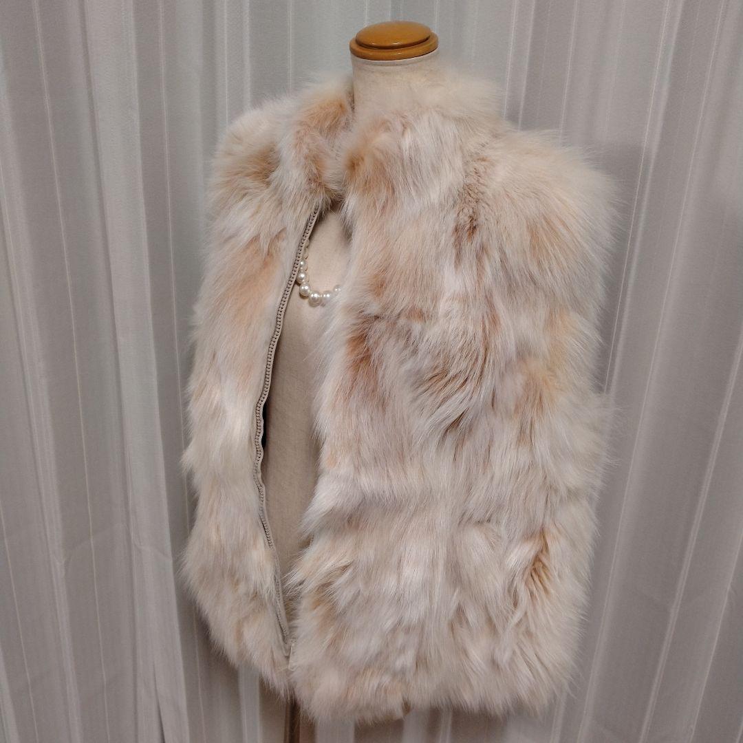 新同✩XL✩ブルーフォックス✩ファーベスト✩ジレ✩軽い✩ジッパー✩ゆったり