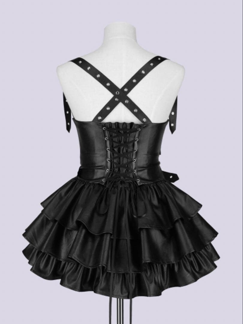 ワンピース IMVAL / Frill Leather Dress [BLK] qooza