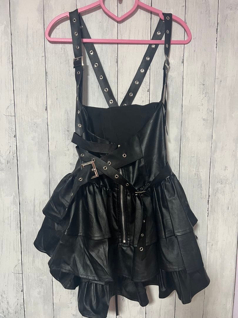 ワンピース IMVAL / Frill Leather Dress [BLK] qooza