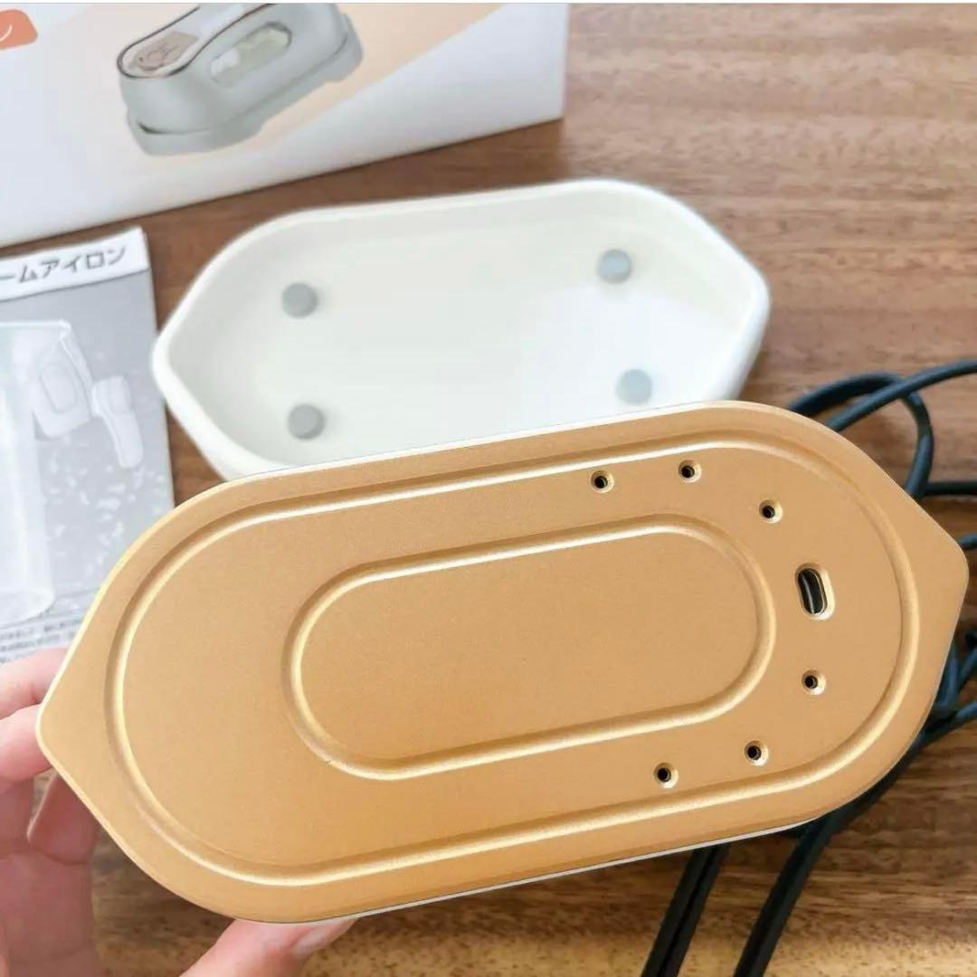 早い者勝ち❣️ 折り畳み式スチームアイロン ホワイト×ピンクゴールド コンパクト