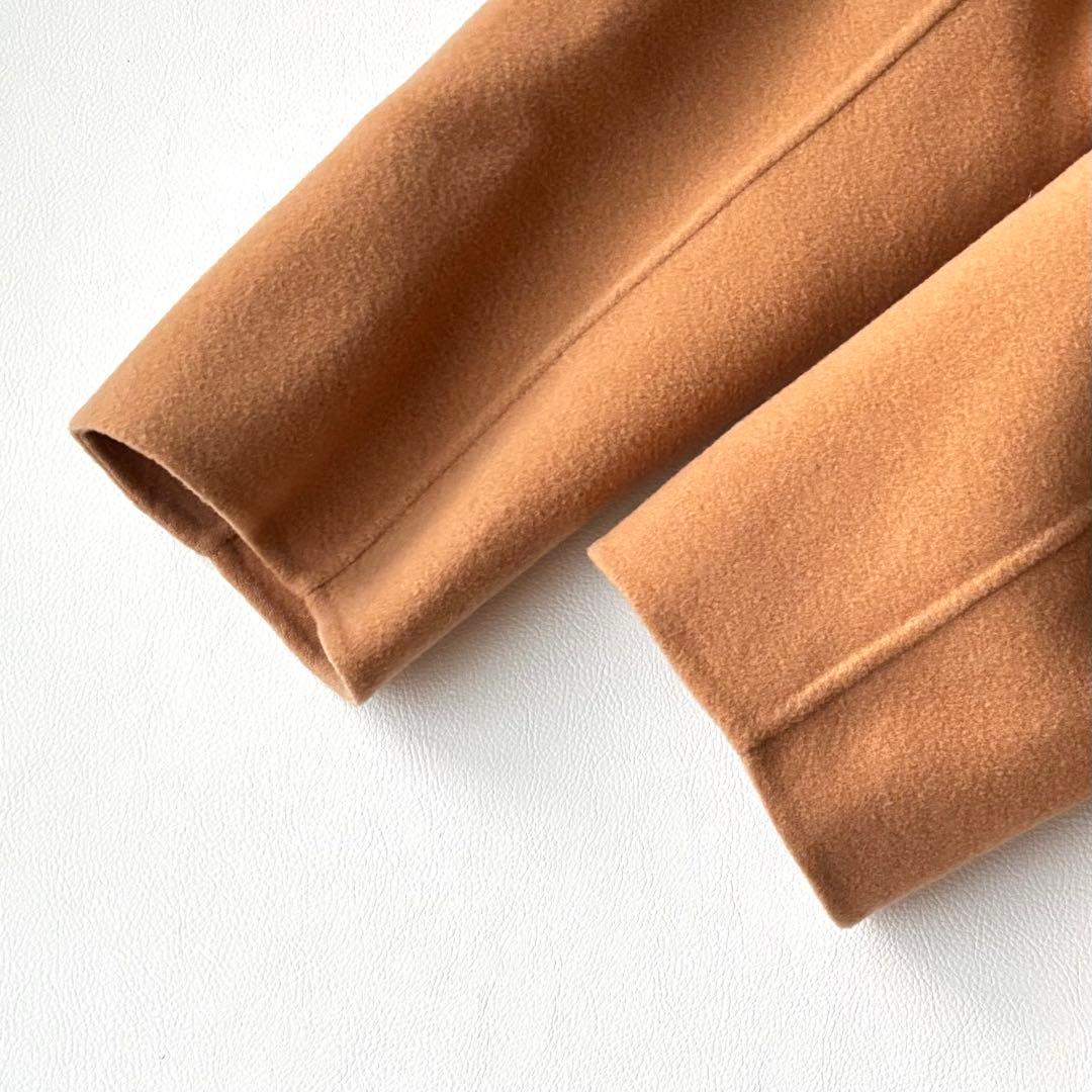 【大きいサイズ】23区　ウールリバー フード付き ミドル丈コート　キャメル　46