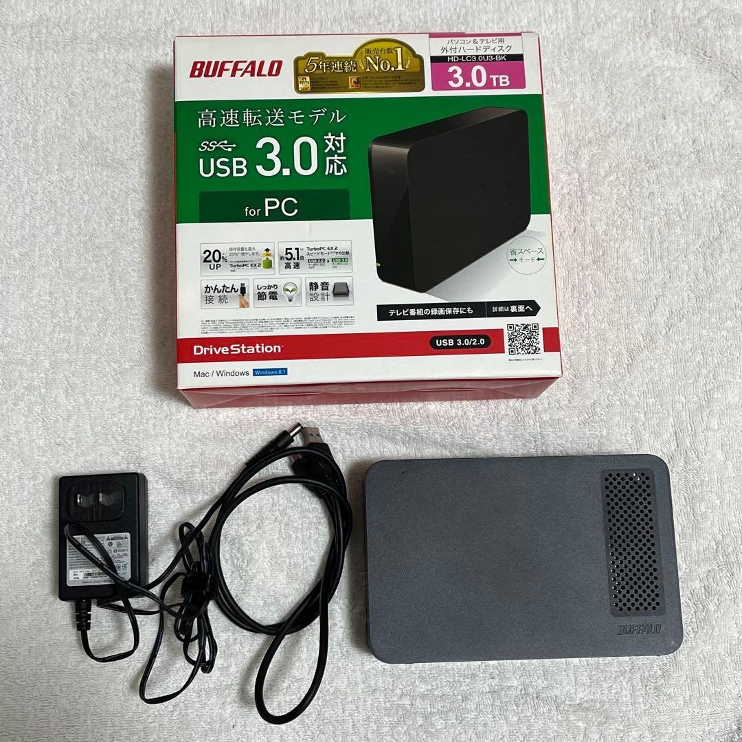 バッファロー　HD-LC3.0U3-BK　パソコン&テレビ　外付けハードディスク