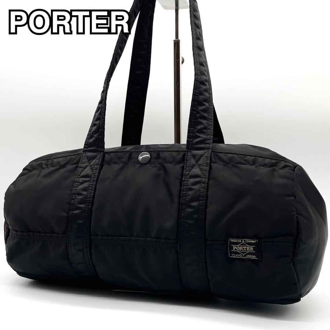 【美品】ポーター タンカー ドラムバッグ ミニボストン ナイロン ブラック
