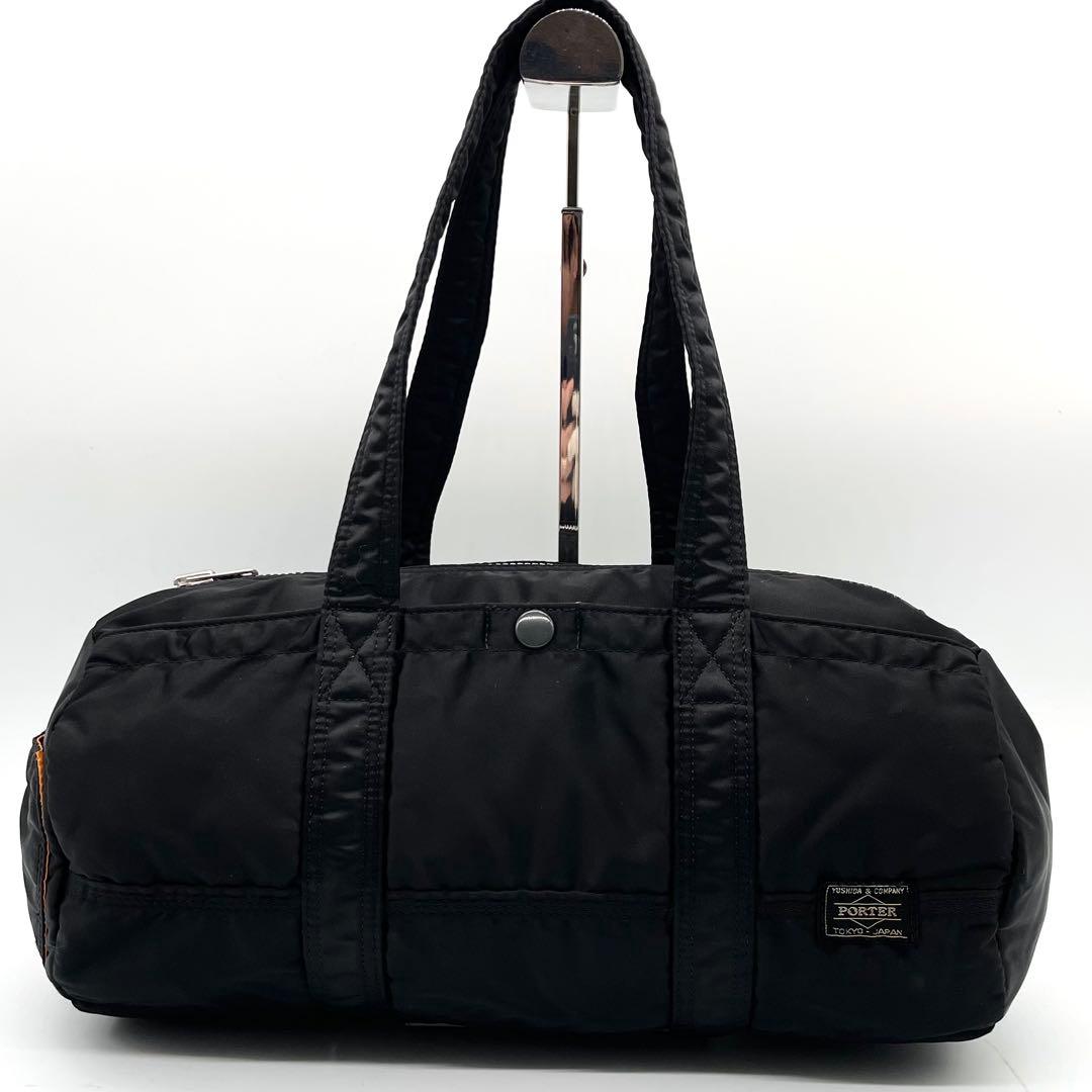 【美品】ポーター タンカー ドラムバッグ ミニボストン ナイロン ブラック