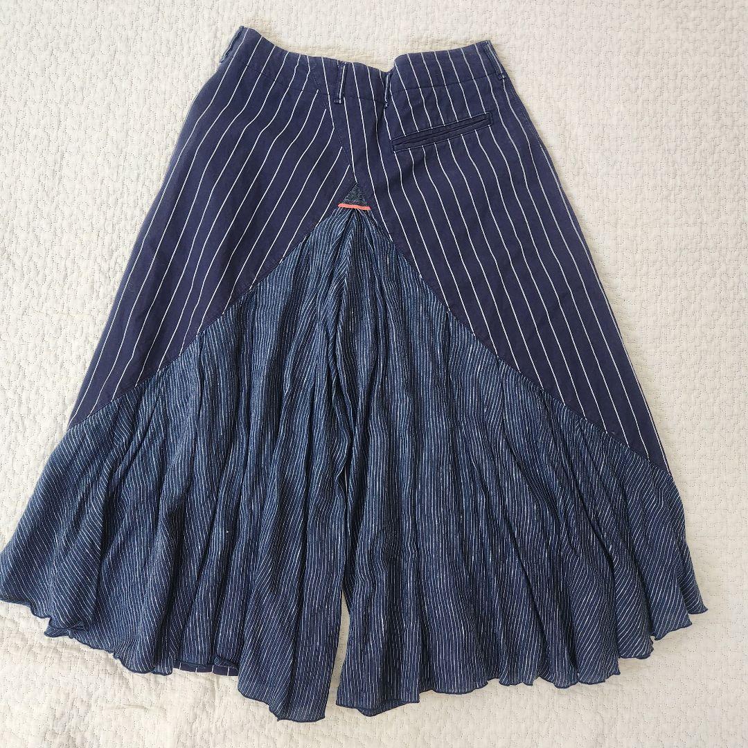 KAPITAL オーロラパンツ　ガウチョパンツ　ハーフ　藍色　ヒッコリー