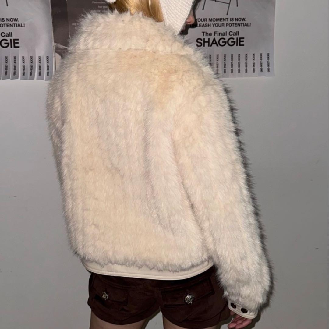 SHAGGIE ファーブルゾンジャケット ファーコート ホワイト