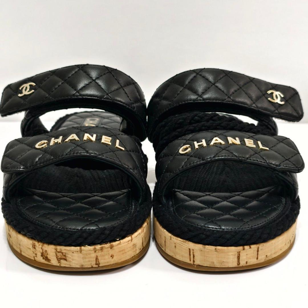 【極美品】シャネル ココマーク マトラッセ サンダル ブラック 23.5