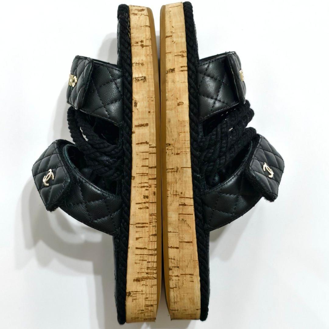 【極美品】シャネル ココマーク マトラッセ サンダル ブラック 23.5