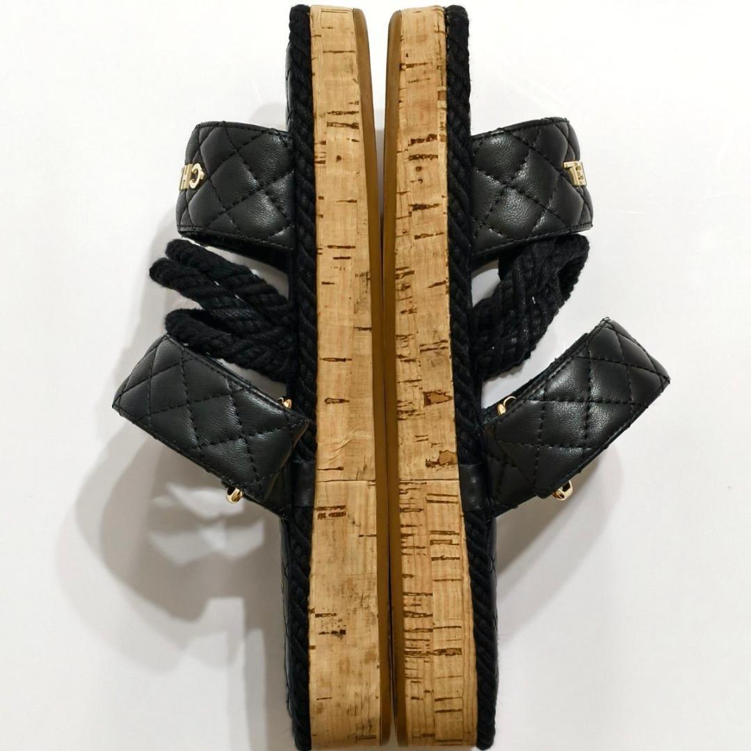 【極美品】シャネル ココマーク マトラッセ サンダル ブラック 23.5