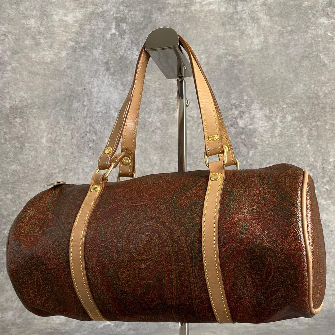 良品 ETRO エトロ ドラム型 ミニ ボストンバッグ ハンドバッグ ペイズリー