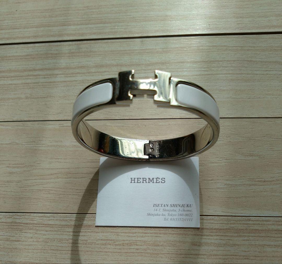 エルメス　バングル　ホワイト　クリックＨ　シルバー　ホワイト