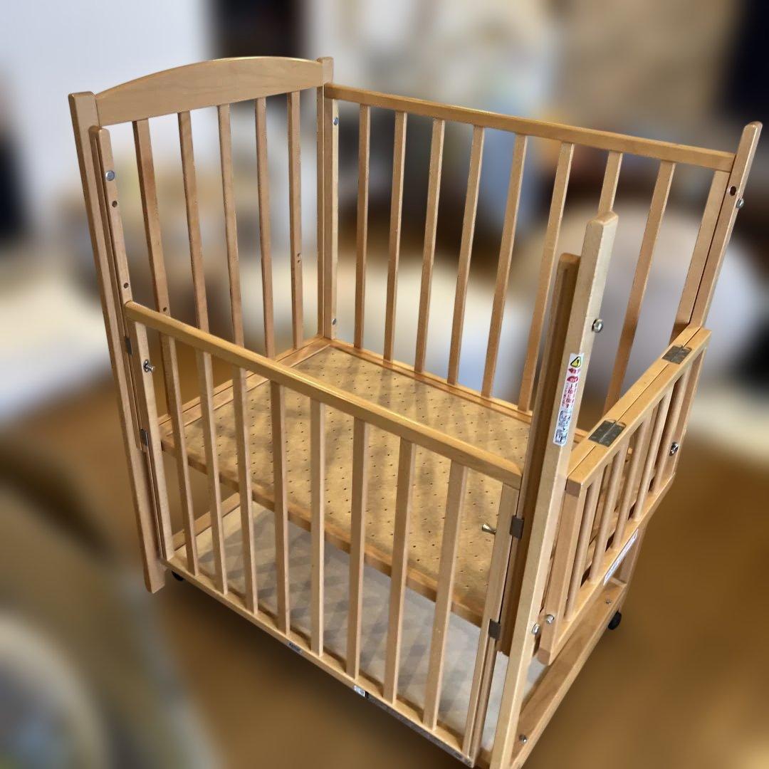 【国産】 カトージ ミニベビーベッド ツーオープン70cmハイポジション