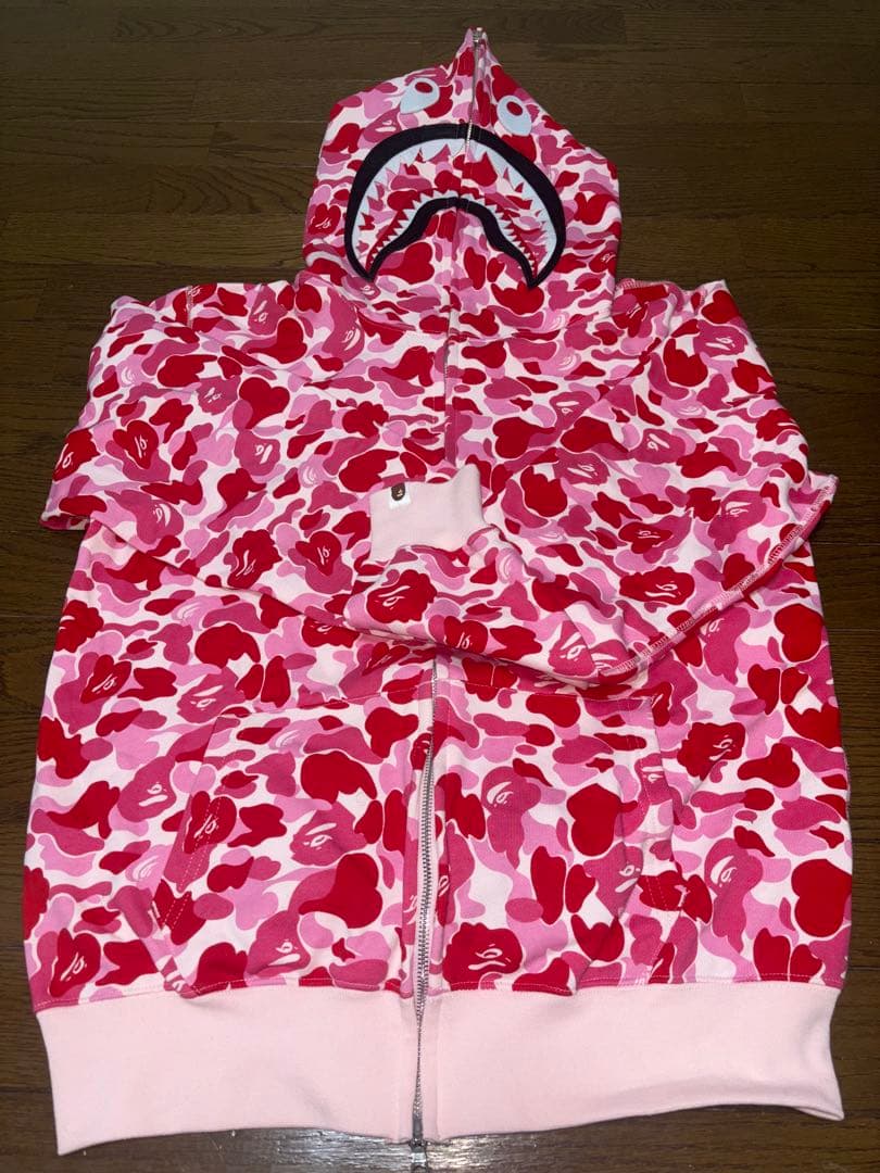 A Bathing Ape Bape シャークパーカー ピンク 迷彩 カモ M