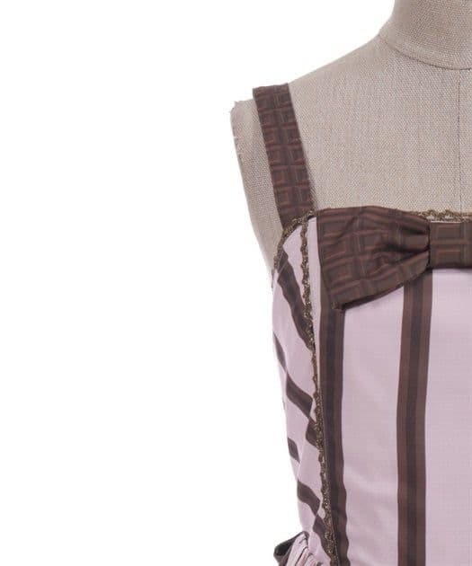 Chalmiere シャルミエール ボンボンショコラ柄ジャンパースカート ピンク