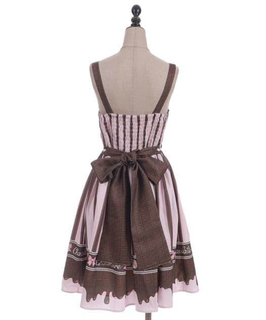 Chalmiere シャルミエール ボンボンショコラ柄ジャンパースカート ピンク