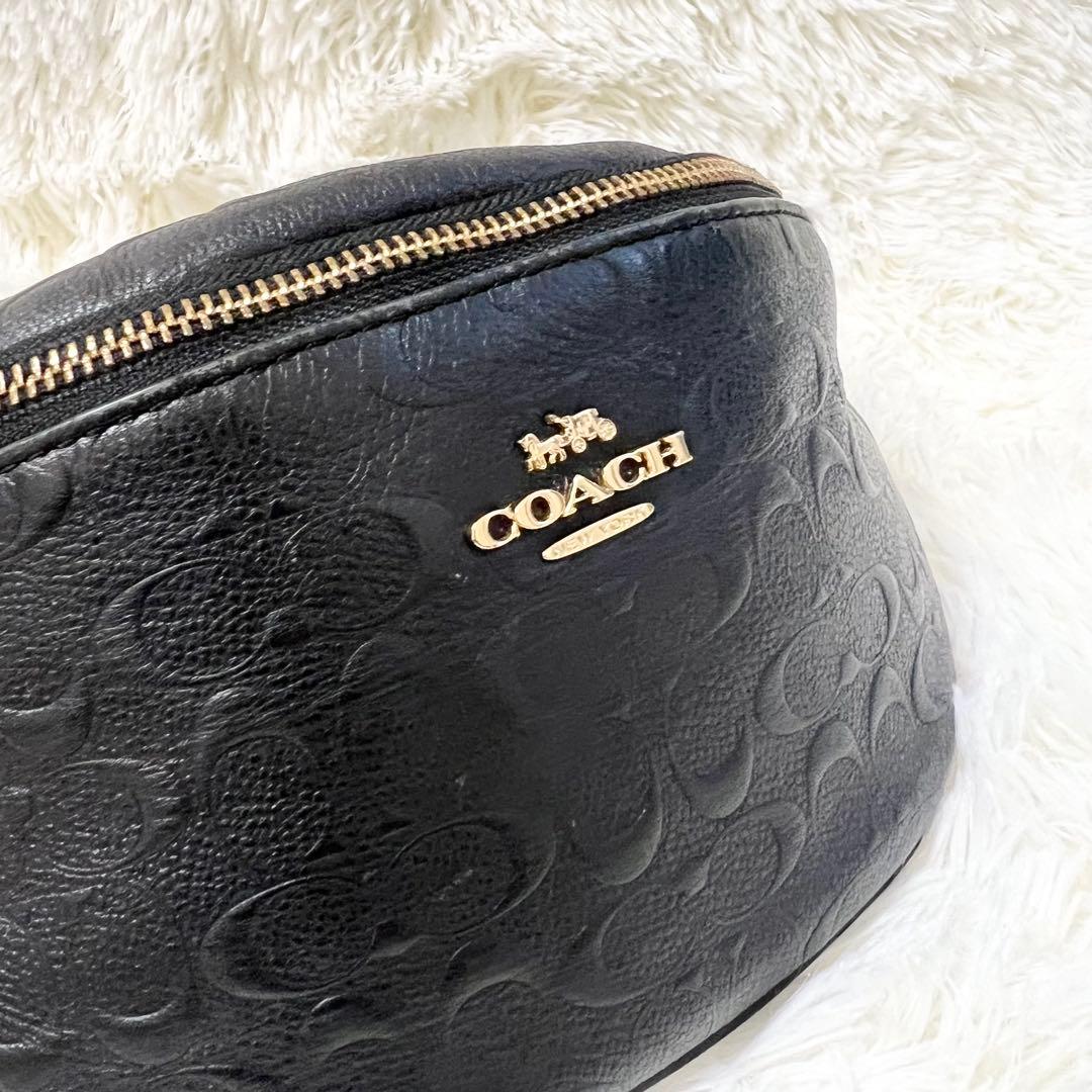 【希少】特別価格 極美品 COACH ウエストポーチ レザー ブラック