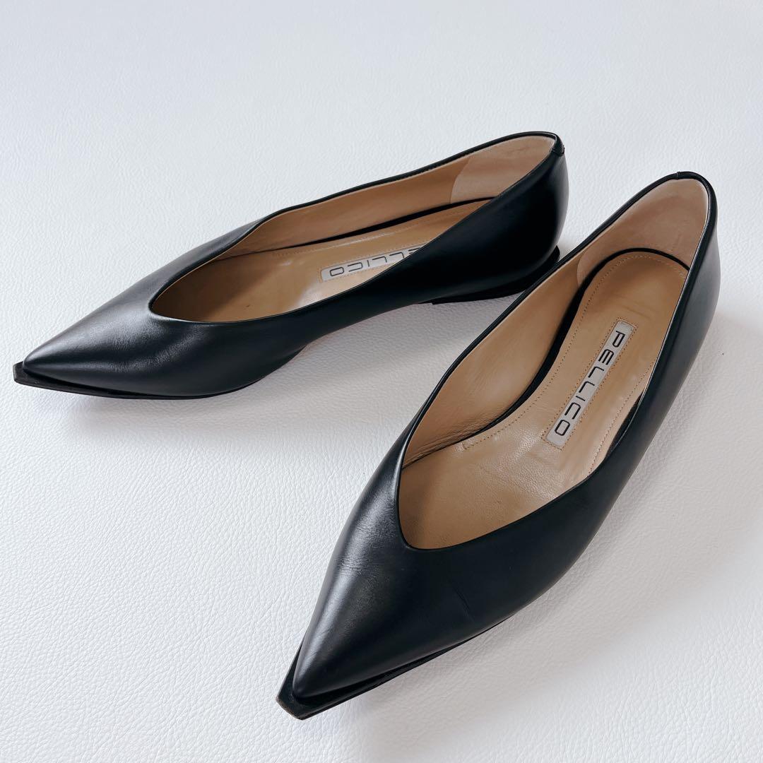 超美品✨PELLICOフラットパンプス　ポインテッドトゥ　レザー　24.5