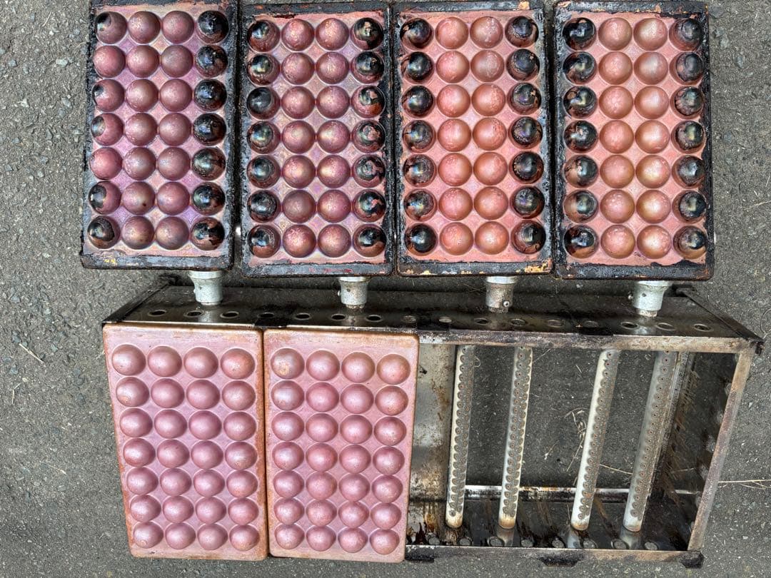 ガス式　たこ焼き器 4連 ×28プロパン(LPガス) 業務用　　銅板