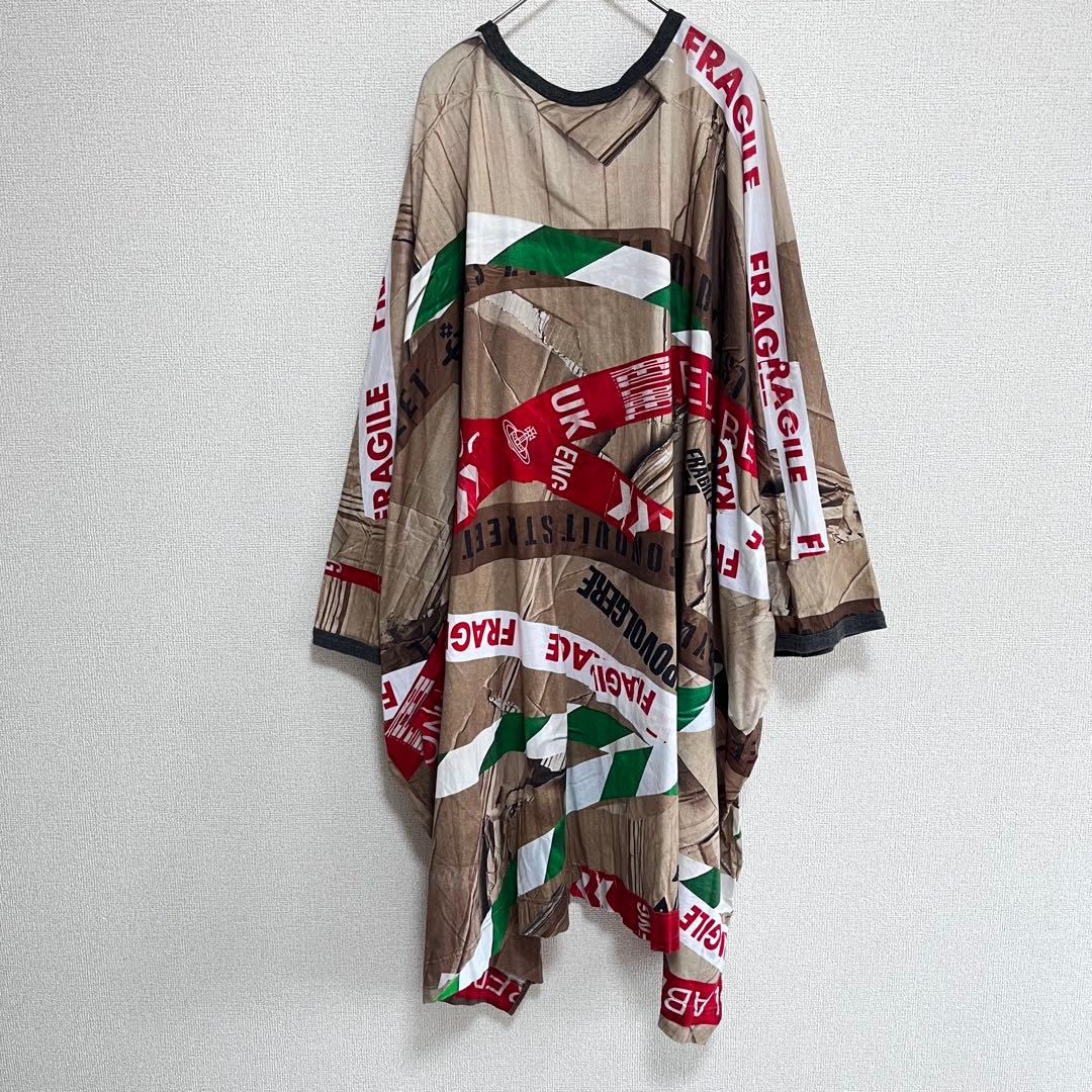 ゆら　　　テーププリント　ドルマン　カットソー　ワンピース