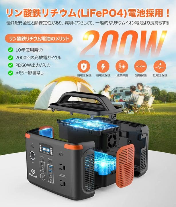 ⭐️ポータブル電源⭐️ 大容量　9つの出力ポート　充放電2000回　アウトドア　災害