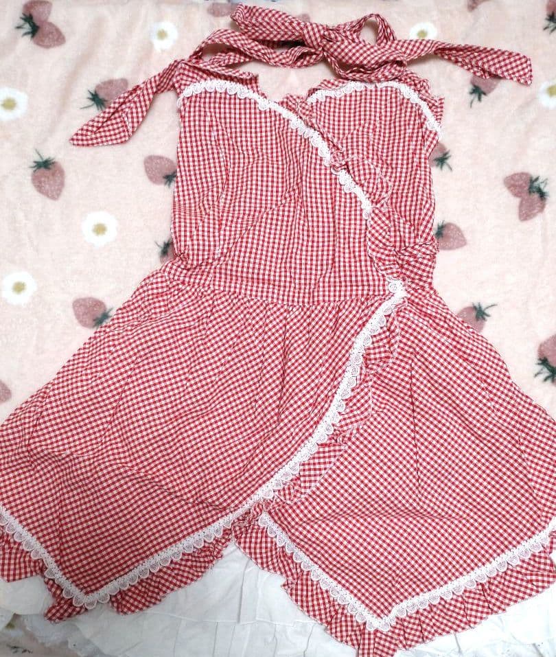 Haert E ギンガムチェックサンドレスワンピース　赤